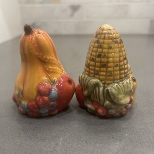 Vintage Vanson Corn Gourd Salt Pepper Shakers Ceramic Thanksgiving Fall